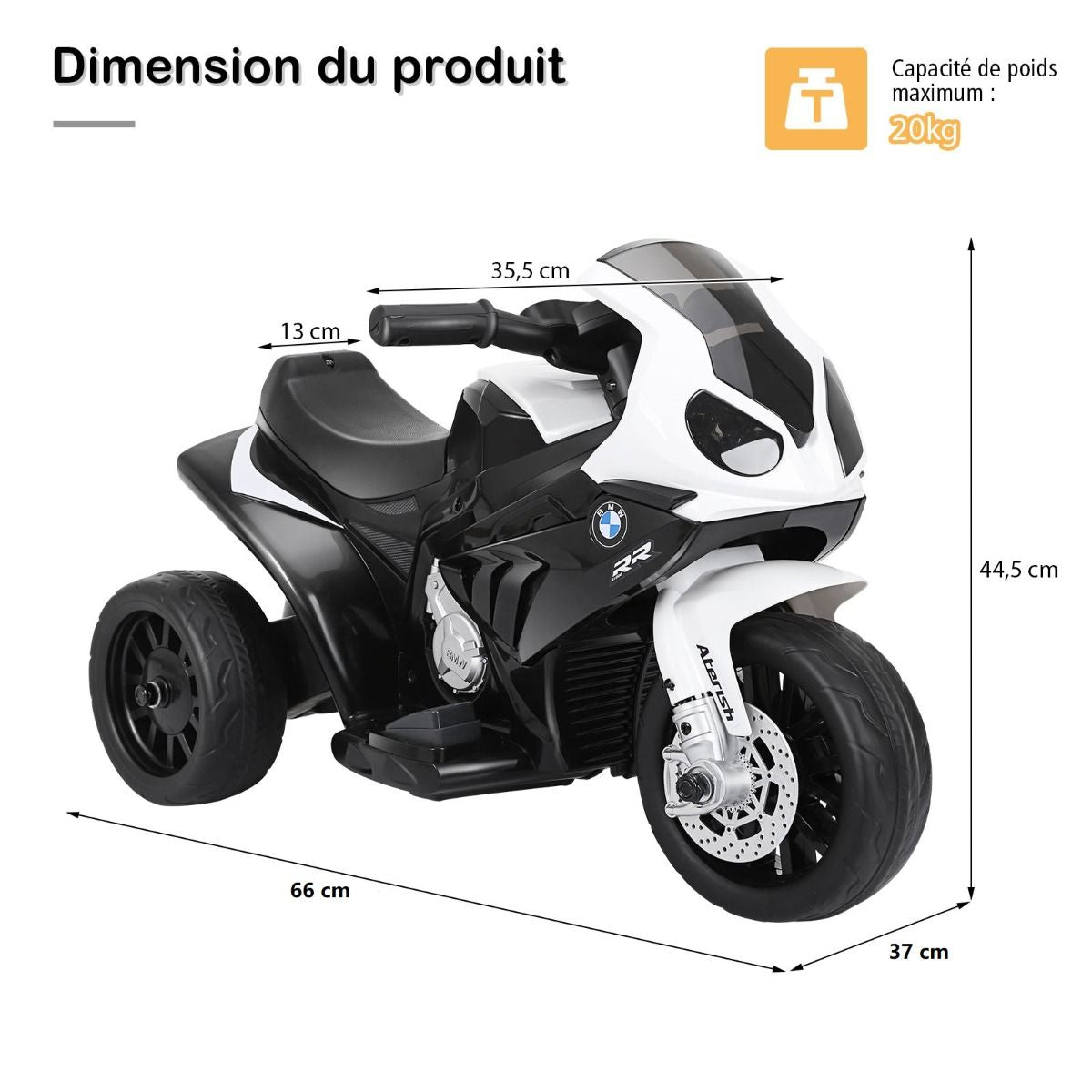 Moto Electrique Pour Enfants À 3 Roues Avec Phare Lumineux Musiques 6 V / 4Ah 2,5 Km/H Pour Garçons Et Filles 18-36 Mois Bleu/Noir/Rouge