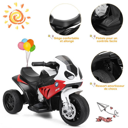 Moto Electrique Pour Enfants À 3 Roues Avec Phare Lumineux Musiques 6 V / 4Ah 2,5 Km/H Pour Garçons Et Filles 18-36 Mois Bleu/Noir/Rouge
