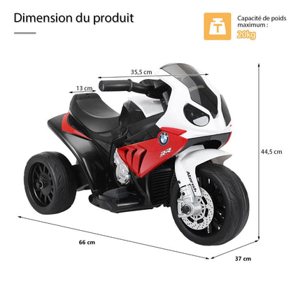 Moto Electrique Pour Enfants À 3 Roues Avec Phare Lumineux Musiques 6 V / 4Ah 2,5 Km/H Pour Garçons Et Filles 18-36 Mois Bleu/Noir/Rouge