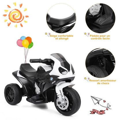 Moto Electrique Pour Enfants À 3 Roues Avec Phare Lumineux Musiques 6 V / 4Ah 2,5 Km/H Pour Garçons Et Filles 18-36 Mois Bleu/Noir/Rouge