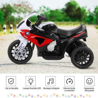 Moto Electrique Pour Enfants À 3 Roues Avec Phare Lumineux Musiques 6 V / 4Ah 2,5 Km/H Pour Garçons Et Filles 18-36 Mois Bleu/Noir/Rouge