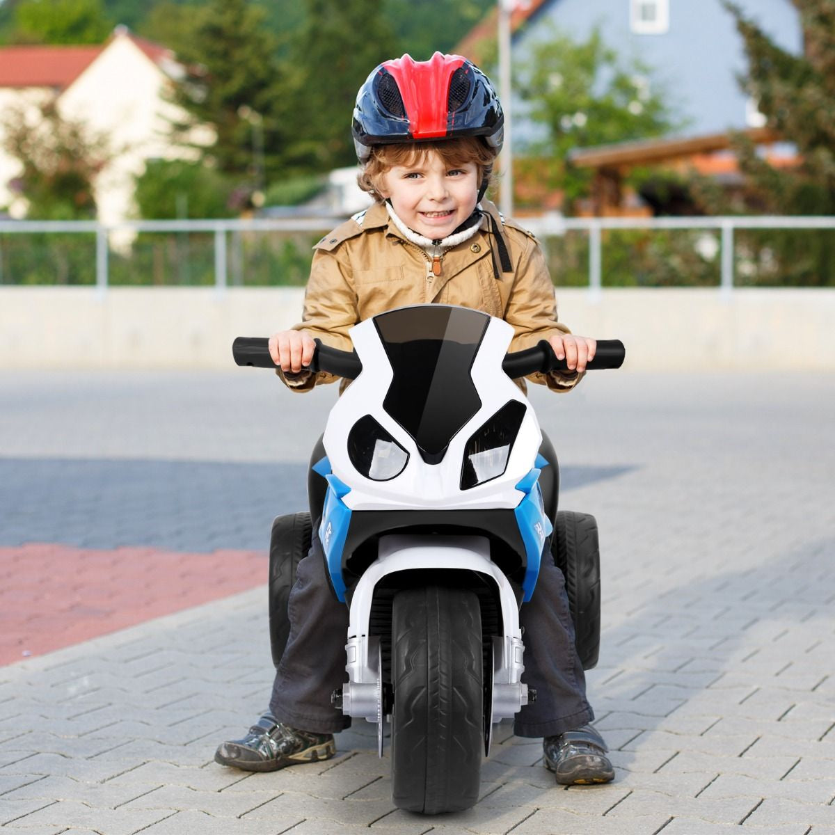 Moto Electrique Pour Enfants À 3 Roues Avec Phare Lumineux Musiques 6 V / 4Ah 2,5 Km/H Pour Garçons Et Filles 18-36 Mois Bleu/Noir/Rouge